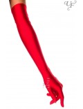 Длинные красные перчатки из атласа UV202