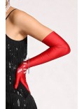 Длинные красные перчатки из атласа UV202