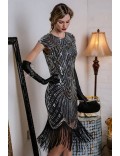 Вечернее серебристое платье в стиле 20-х X5526