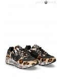 Женские кроссовки с натуральной шерстью леопарда