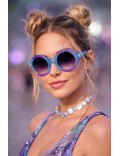 Women's Gradient Round Sunglasses X5054 + Pouch
