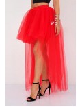 Червона багатошарова спідниця зі шлейфом X7226