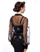 Прозрачная нарядная блуза с вышитым цветочным узором (101234) - оригинальная одежда, 2