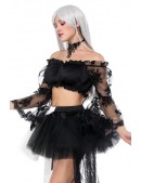 Блузка з ажурним рукавом та вирізом "кармен" (101200) - foto