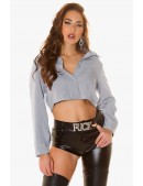 Укороченная рубашка в полоску KC228 (101228) - foto