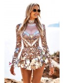 Дзеркальна сукня-боді Selina тілесного кольору (129247) - foto