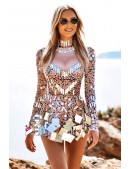 Дзеркальна сукня-боді Selina тілесного кольору (129247) - 3, 8