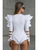 Futuristic White Bodysuit with Voluminous Details (129225) - 5, 12