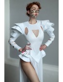 Футуристичное белое боди с объемными деталями (129225) - 4, 10