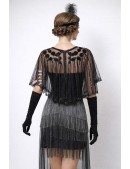 Elegant UF-Vintage Sequin Shawl Cape (104139) - 4, 10