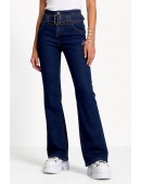 Сині джинси кльош з поясом X8117 (108117) - 3, 8