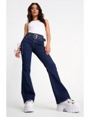 Сині джинси кльош з поясом X8117 (108117) - foto