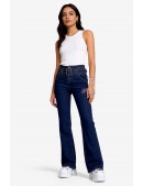 Сині джинси кльош з поясом X8117 (108117) - цена, 4