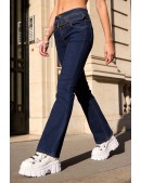 Синие джинсы клеш с поясом X8117 (108117) - материал, 6