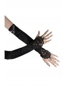 Длинные атласные митенки с петелькой и вышивкой (6012282) - foto