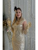 Длинные атласные перчатки цвета шампань (601230) - цена, 4