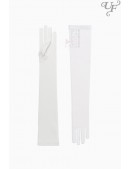 Длинные матовые белые перчатки (55 см) (601232) - foto