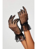 Прозрачные перчатки со стразами UF-Vintage (601223) - foto