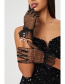 Прозрачные перчатки со стразами UF-Vintage (601223) - оригинальная одежда, 2