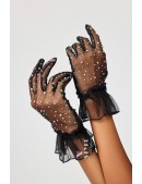 Прозрачные перчатки со стразами UF-Vintage (601223) - foto