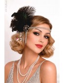 Повязка Gatsby с камнями и пышными перьями (504276) - foto