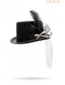 Карнавальний жіночий капелюх з пером і перлами (502084) - foto