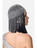 Серебристая шапочка из бисера MF2083 (502083) - цена, 4
