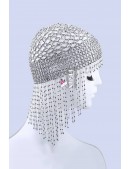 Серебристая шапочка из бисера MF2083 (502083) - оригинальная одежда, 2