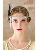 Повязка в стиле Гэтсби с камнями и перьями (504269) - оригинальная одежда, 2