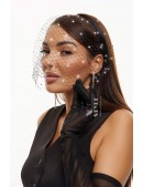 Черная вуалетка с камнями UF-Vintage (504273) - оригинальная одежда, 2