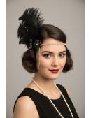Повязка Gatsby с камнями и пышными перьями (504276) - foto
