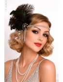 Повязка Gatsby с камнями и пышными перьями (504276) - foto