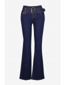 Сині джинси кльош з поясом X8117 (108117) - foto