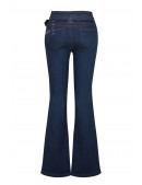 Синие джинсы клеш с поясом X8117 (108117) - цена, 4