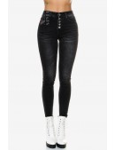 Women's Skinny Black Jeans with Buttons RJ123 (108123) - 3, 8