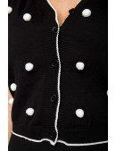 Black and White Retro Cardigan with 3D Polka Dots (112126) - оригинальная одежда, 2
