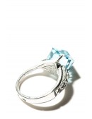 Посеребренное кольцо с большим голубым Swarovski (708217) - оригинальная одежда, 2