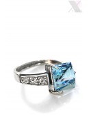 Посеребренное кольцо с большим голубым Swarovski (708217) - foto
