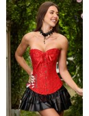 Красный жаккардовый корсет с узором С1086 (121086) - оригинальная одежда, 2