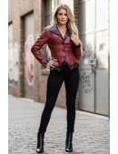 Приталенная кожаная куртка с контрастной отделкой X2024 (112024) - цена, 4