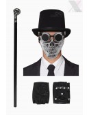 Карнавальный набор (шляпа, маска, гогглы, трость, перчатки) (611009) - foto