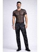 Приталенный черный топ сетка с коротким рукавом X024B (202024) - цена, 4