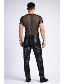 Приталенный черный топ сетка с коротким рукавом X024B (202024) - материал, 6