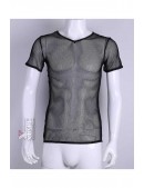 Приталенный черный топ сетка с коротким рукавом X024B (202024) - 5, 12