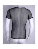 Приталенный черный топ сетка с коротким рукавом X024B (202024) - 4, 10