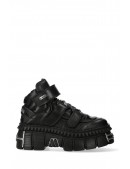 CRUST NEGRO Black Leather Platform Sneakers (314048) - 4, 10
