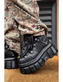 Чорні шкіряні кросівки на високій платформі Nomada-106 (314029) - 3, 8