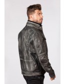 Серая мужская куртка из натуральной "состаренной" кожи MJ010S1 (206110) - оригинальная одежда, 2