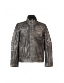 Серая мужская куртка из натуральной "состаренной" кожи MJ010S1 (206110) - 4, 10