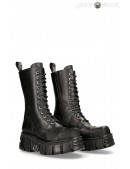 Черные кожаные сапоги со шнуровкой New Rock (310069) - foto